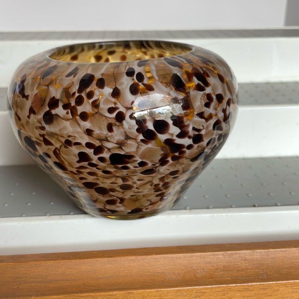 Vintage Murano Hand Blown Tortoise leopard vase.